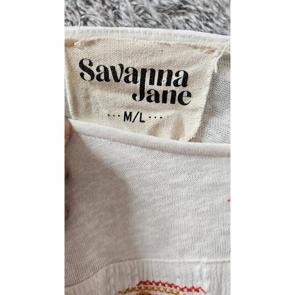 WOW! Savanna Jane Heavy Floral Embroidered Poncho Top White Boho Oversized Large - Picture 4 of 4